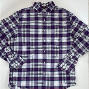 Hawker Rye Stretch Oxford Plaid Button Down Shirt Red Blue White Men Sz L Tall